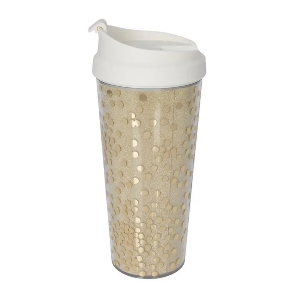 Brand new Kate Spade New York Gold Glitter Thermal Mug 16 oz